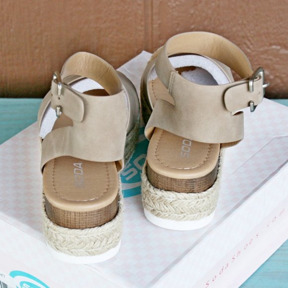 SODA Topic Flatform Sandals Espadrille Tan Brown - Picture 6 of 10